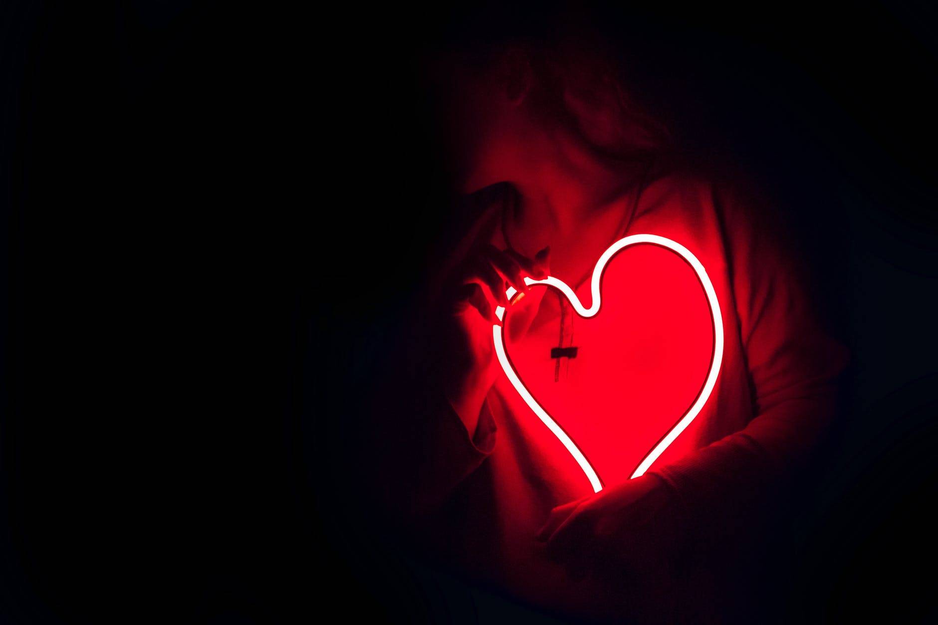 heart shaped red neon signage